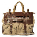 leisure canvas and real leather handbag